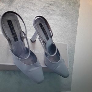 Shoes Silver Satin. 4 inches